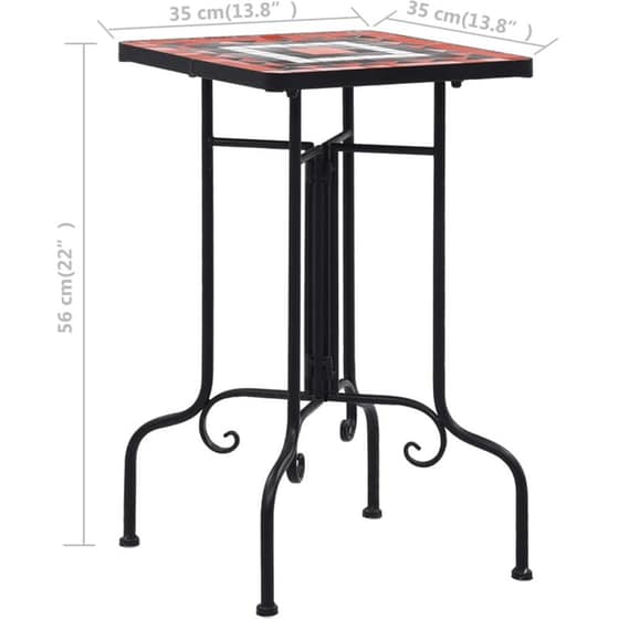Τραπέζι Εξωτερικού Χώρου Βοηθητικό VidaXL από Σίδηρο 35x35x56 cm - Τερακότα/Λευκό image 6