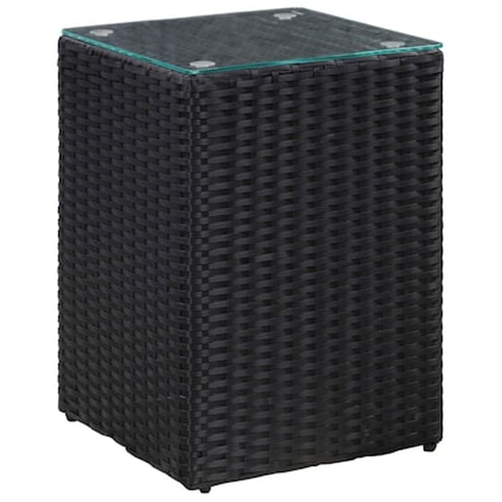 Σετ Τραπεζάκια Σαλονιού VidaXL από Συνθετικό Ρατάν με Γυάλινη Επιφάνεια 3 Τμχ - Μαύρα image 4