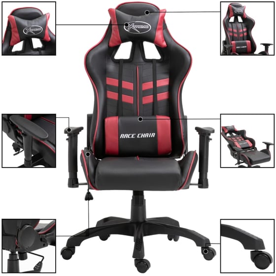 Gaming Καρέκλα VidaXL από Τεχνητό Δέρμα - Μαύρη/ Μπορντό image 1