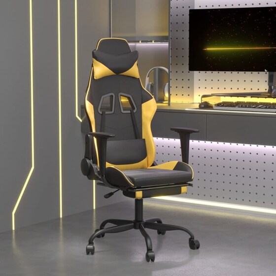 Καρέκλα Gaming VIDAXL 3143655 με Υποπόδιο από Τεχνητό Δέρμα - Μαύρο image 9