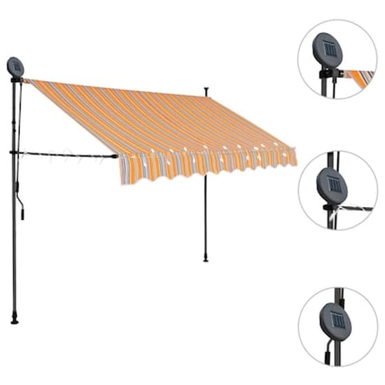 Τέντα Vidaxl Συρόμενη Χειροκίνητη με LED 250cm - Μπλε/Κίτρινο image 3