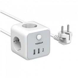 Πολύπριζο TESSAN TS-301-C με θύρες AC, USB-A, USB-C