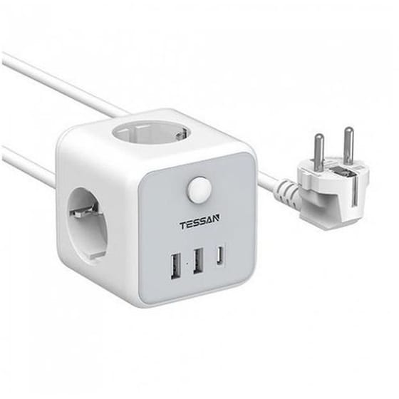 Πολύπριζο TESSAN TS-301-C με θύρες AC, USB-A, USB-C image 0