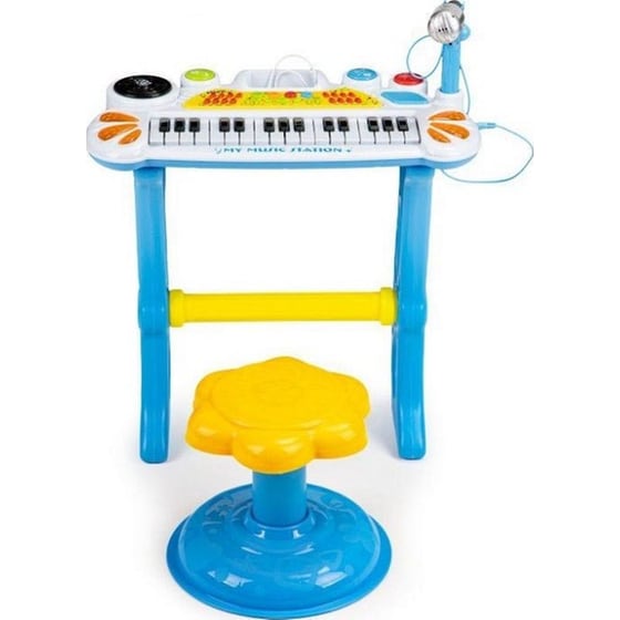 Ecotoys Παιδικό Πιάνο Με Σκαμπό Και Μικρόφωνο Μπλε image 2