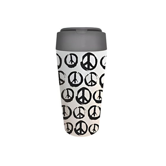 Κούπα Μεταφοράς Bioloco Peace από PLA 420 ml - Γκρι/Μαύρο image 0