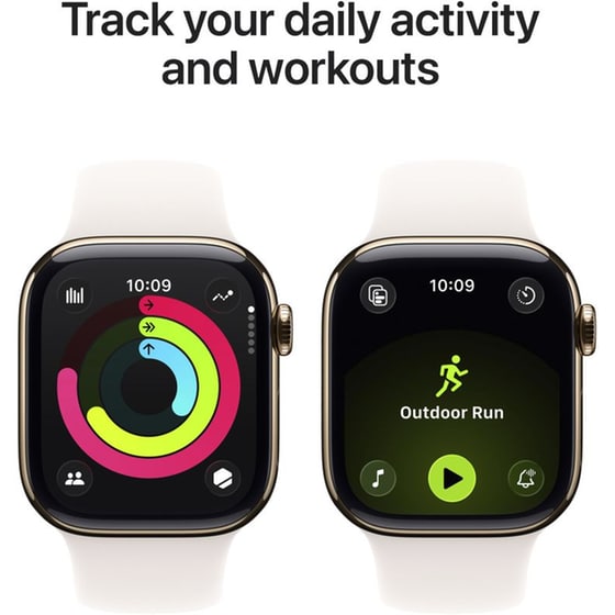 Apple Watch Series 11 GPS + Cellular 46mm Gold Titanium Case with Light Blush Sport Band - M/L image 3