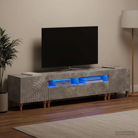 Έπιπλο Τηλεόρασης VidaXL με LED 3 τμχ 198 x 35 x 43 cm - Γκρι Σκυροδέματος image 1