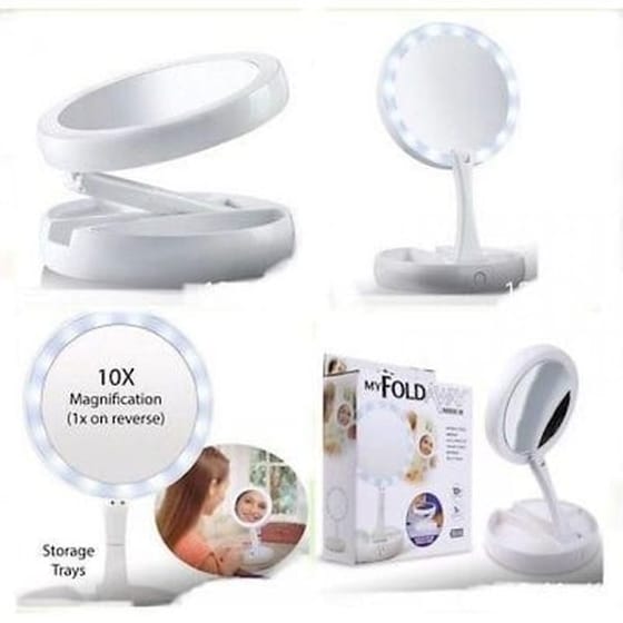 Καθρέπτης Μακιγιάζ Πτυσσόμενος Δύο Όψεων με Φωτισμό LED image 0