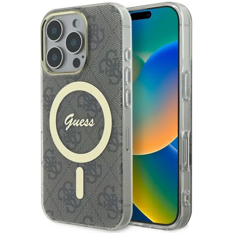 GUESS Θήκη Apple iPhone 16 Pro - Guess MagSafe 4G Logo - Clear/ Brown