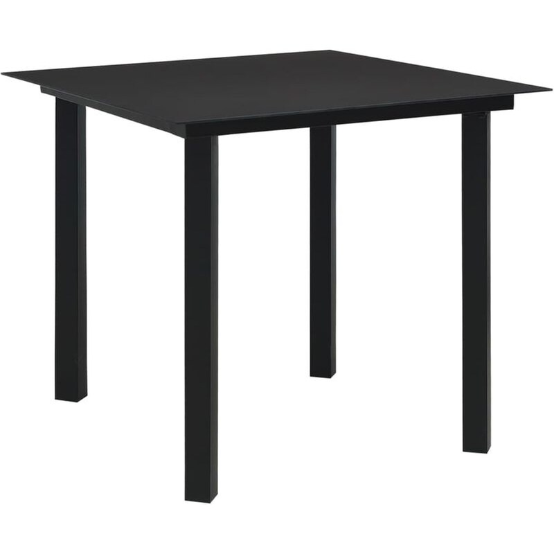 Τραπεζαρία Εξωτερικού Χώρου VidaXL από Ατσάλι/Γυαλί 80x80x74 cm - Μαύρη VIDAXL