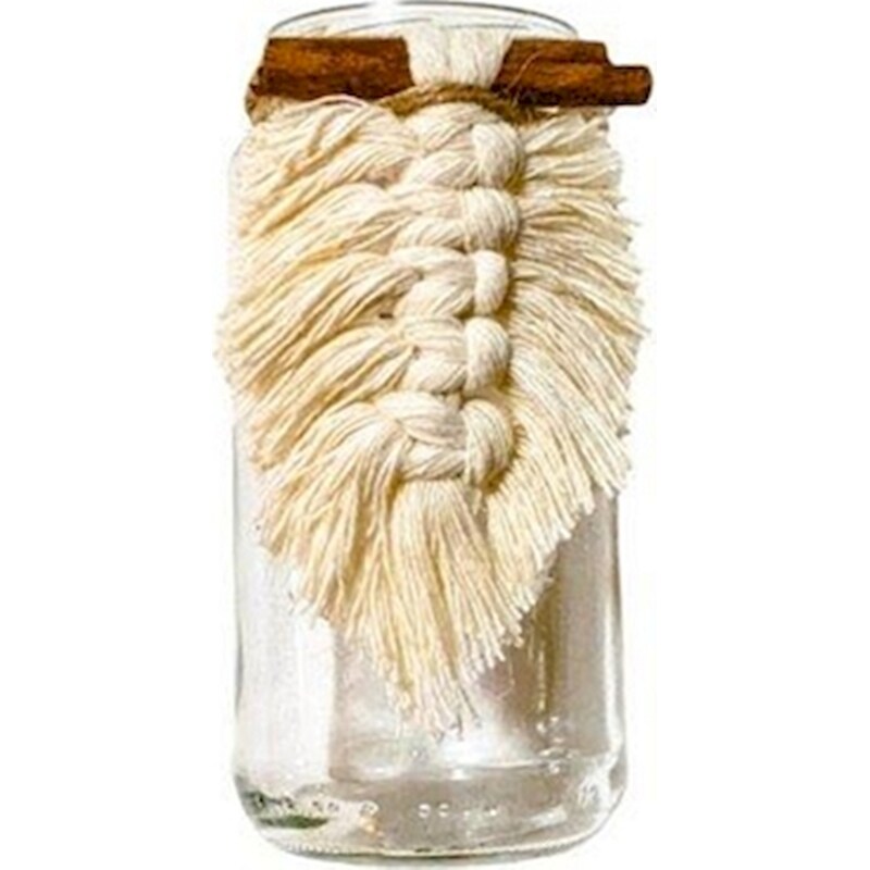 FEELBOHO Χριστουγεννιάτικο Διακοσμητικό Boho Feelboho Γύαλα Ρεσώ με Χειροποίητο Μακραμέ Φύλλο Μπεζ