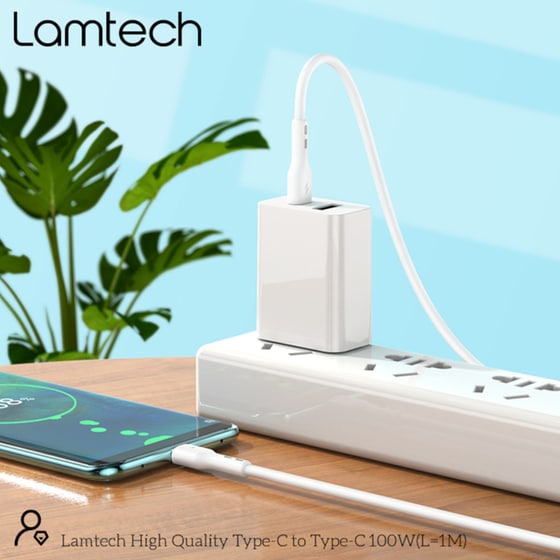 Καλώδιο δεδομένων Lamtech Usb-C σε Usb-C 1m - White image 5