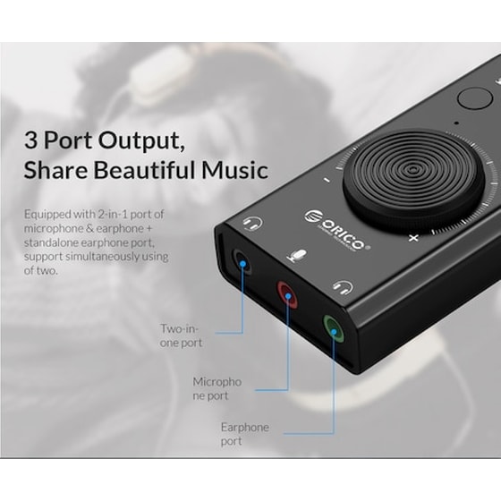 Κάρτα Ήχου Orico SC2 USB 3x 3.5mm, Volume Control - Μαύρο image 4
