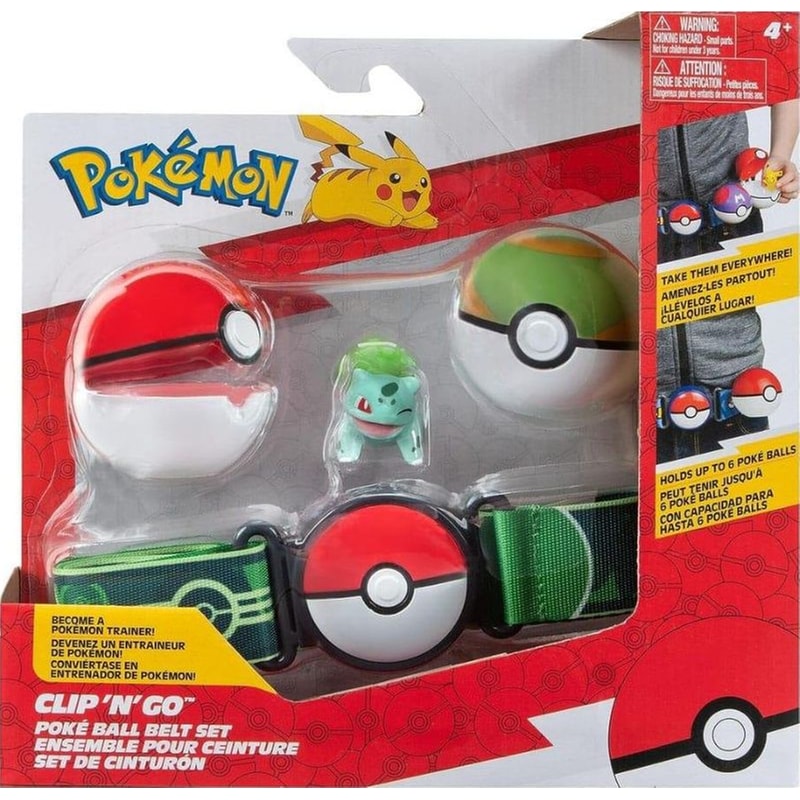 Φιγούρα Jazwares Pokemon Clip n Go – Poke Ball, Nest Ball And Bulbasaur Belt