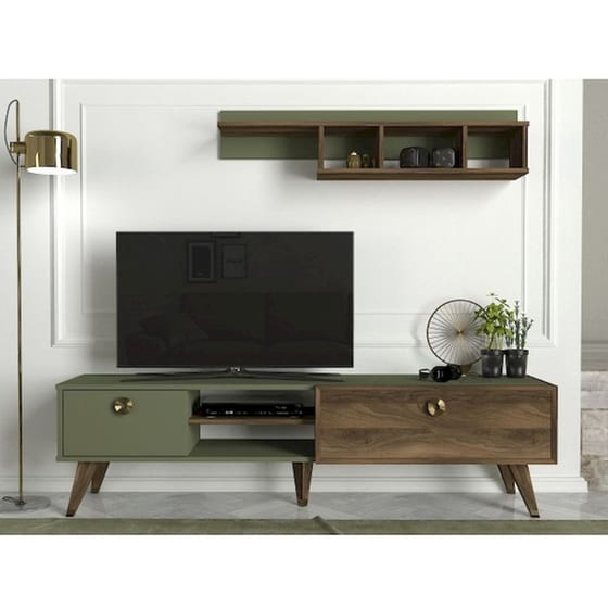 Έπιπλο Τηλεόρασης Τrentadue από Μοριοσανίδα 180x32.5x48cm - Καρυδί image 1