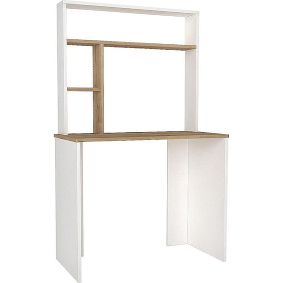 Γραφείο Βιβλιοθήκη ArteLibre Arago από Μοριοσανίδα/Μελαμίνη 90x45x148cm - Λευκό/Φυσικό Καφέ image 0