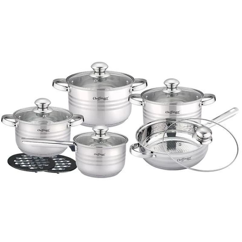 CHEFFINGER Σετ Μαγειρικών Σκευών CHEFFINGER CF-SS-1231 12 τμχ Inox