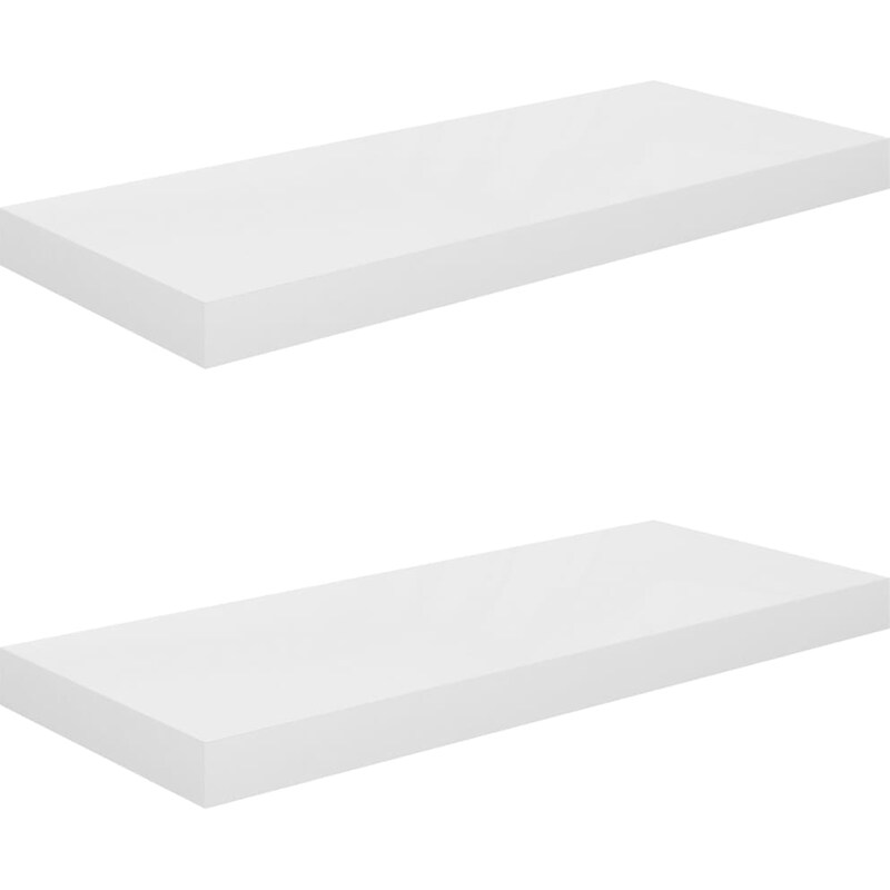 Ράφια Τοίχου VidaXL από MDF 60x23.5x3.8 cm 2 Τμχ - Λευκό/Γυαλιστερό