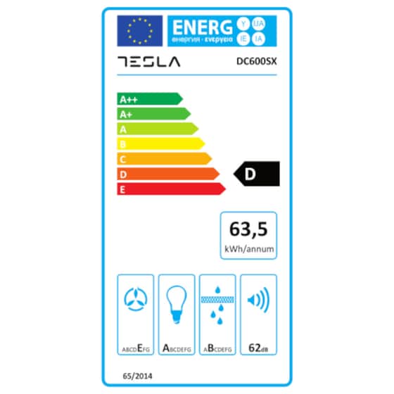 Απορροφητήρας Καμινάδα - Τζάκι TESLA DC600SX 59.6 cm Inox image 1