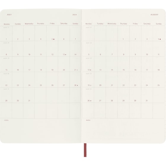 Ημερολόγιο Εβδομαδιαίο Moleskine 2024 12Μ L Scar. Red Μαλακό image 3