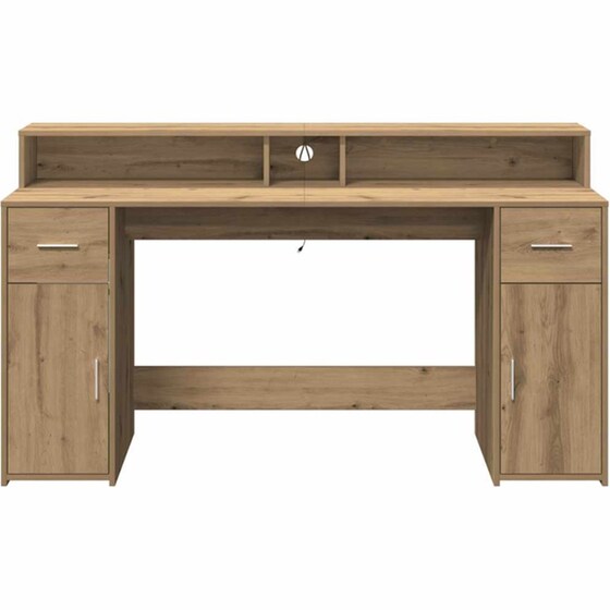Γραφείο VidaXL με LED από Επεξεργασμένο Ξύλο 160x55x91 cm - Artisan Δρυς image 5