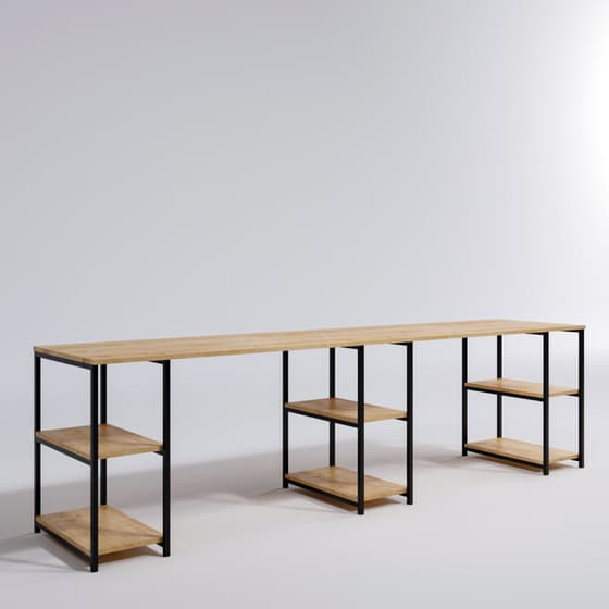 Γραφείo Βιβλιοθήκη 24Mall Doppio από Μοριοσανίδα 270x60x74 cm - Μπεζ/Μαύρο image 2