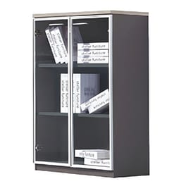 Ντουλάπα Γραφείου Woodwell με Γύαλινες Πόρτες 80x40x120cm - Γκρι