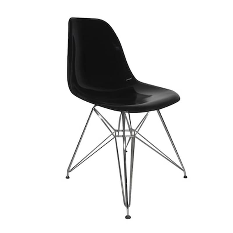 WOODWELL Καρεκλα Μαυρο Pp Με Σκελετο Χρωμιου - Σετ 4 Τεμαχίων