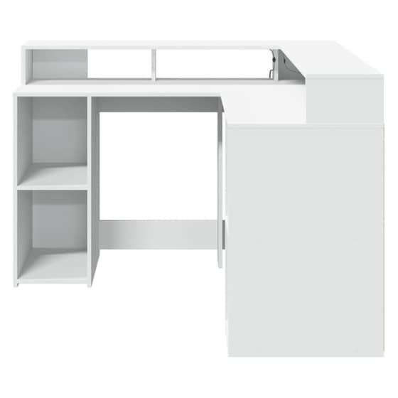Γραφείο VidaXL με LED από Επεξεργασμένο Ξύλο 130x130x91 cm - Λευκό image 5