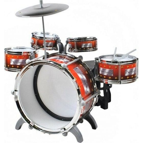 Παιδικά Τύμπανα Drums Με Σκαμπό, Μπαγκέτες Και Πιατίνι image 1