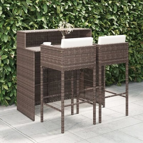 Vidaxl Σετ Επίπλων Μπαρ Κήπου 3 Τεμ. Καφέ Συνθετικό Ρατάν Με Μαξιλάρια image 1