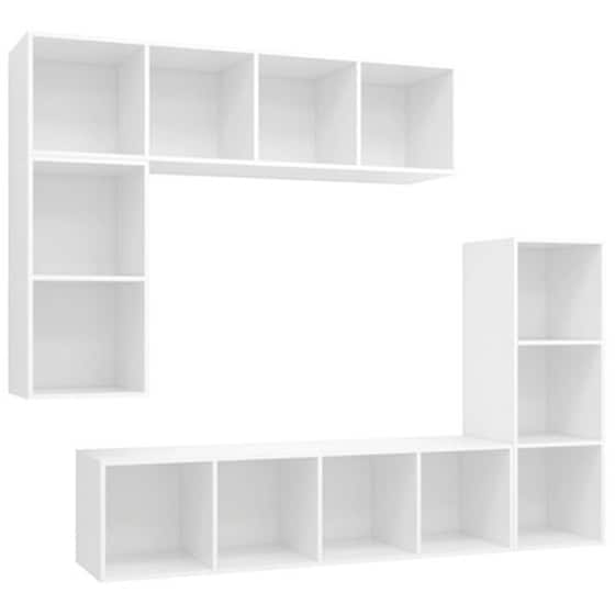 Έπιπλο Τηλεόρασης Vidaxl Μοριοσανίδα  4 Τμχ  37x37x142.5 cm - Λευκό image 2