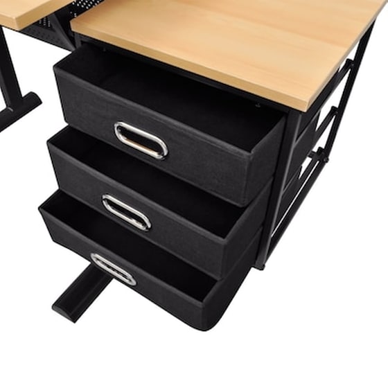 Γραφείο Σχεδίασης VidaXL με Σκαμπό από MDF 119.5x60cm - Φυσικό/Μαύρο image 4