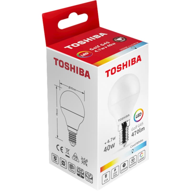 Λάμπα LED Toshiba G45 E14 4.7W 6500K - Ψυχρό Λευκό TOSHIBA