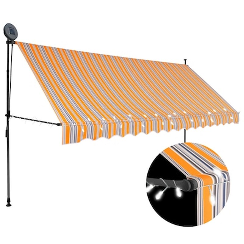 Τέντα Vidaxl Συρόμενη Χειροκίνητη με LED 350cm - Μπλε/Κίτρινο