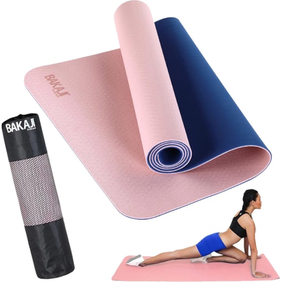 Στρώμα Γυμναστικής Yoga - Pilates Bakaji 02837807 183x61x0.6 cm Αδιάβροχο - Ροζ/ Μπλε image 1