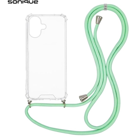 Θήκη Apple iPhone 16 - Sonique Armor Clear Θήκη Σιλικόνης με Κορδόνι - Βεραμάν image 0