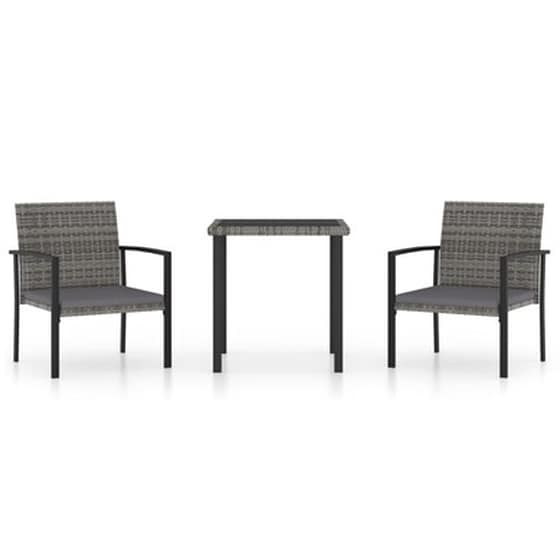 Vidaxl Σετ Τραπεζαρίας Κήπου 3 Τεμ. Γκρι Από Συνθετικό Ρατάν image 1