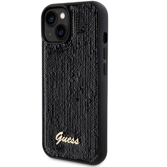 Guess  Quot;sequin Script Metal Quot; Hard Case Iphone 15 (black – Guhcp15spsfdgsk) image 4