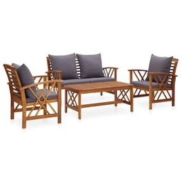 Σετ Σαλόνι Κήπου Vidaxl από Μασίφ Ξύλο Ακακίας με Μαξιλάρια 4 Τμχ - Γκρι
