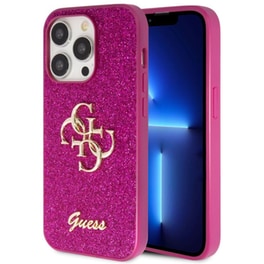 Θήκη Apple iPhone 15 Pro Max - Guess Glitter 4G Logo - Φούξια