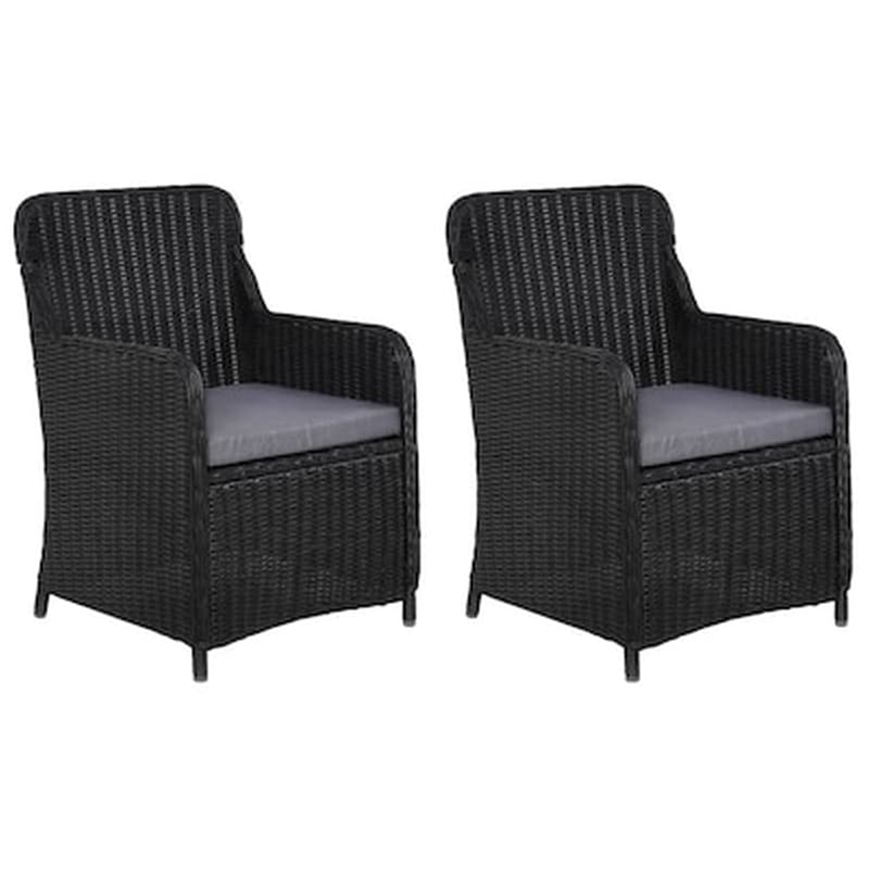 Πολυθρόνες Εξωτερικού Χώρου Vidaxl Συνθετικό Ρατάν Με Μαξιλάρια 2 Τεμ. 64x65x90cm - Μαύρες