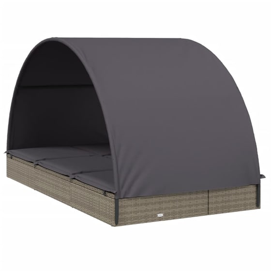 Ξαπλώστρα VidaXL από Συνθετικό Ρατάν 211x112x140 cm - Γκρι image 3