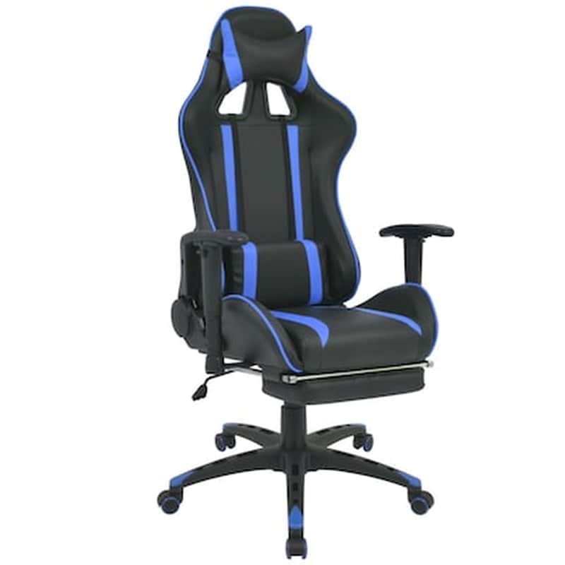 VIDAXL Καρέκλα Gaming Racing VidaXL Συνθετικό Δέρμα με Υποπόδιο - Μπλε/Μαύρη