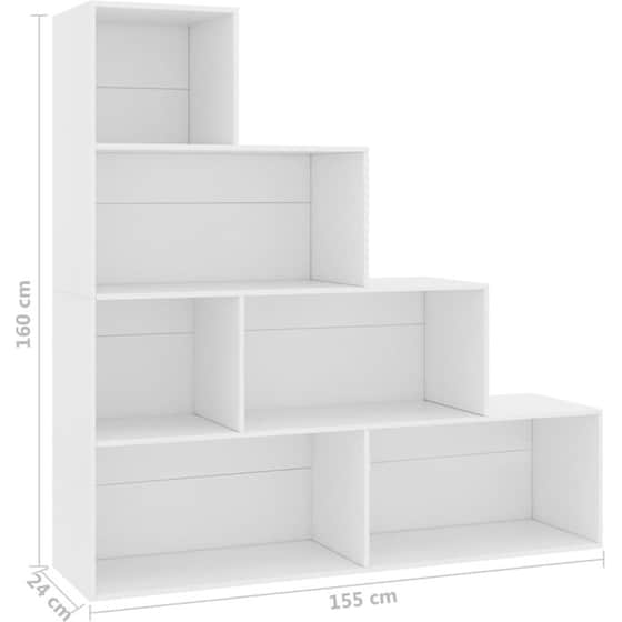 Βιβλιοθήκη VidaXL από Μοριοσανίδα 155x24x160 cm - Λευκό image 5
