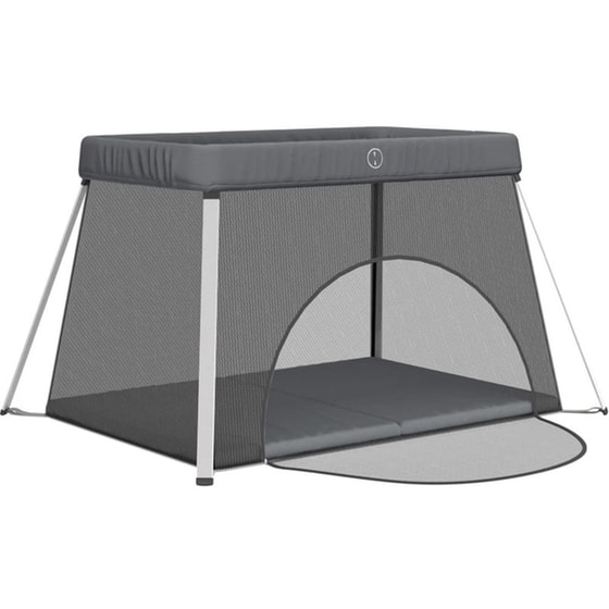 Παρκοκρέβατο VidaXL με Στρώμα & Δίχτυ Γκρι image 2