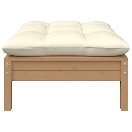 Καναπές Κήπου Διθέσιος VidaXL με Μαξιλάρια από Μασίφ Ξύλο Πεύκου 127x63.5x28.5 cm - Κρεμ image 3