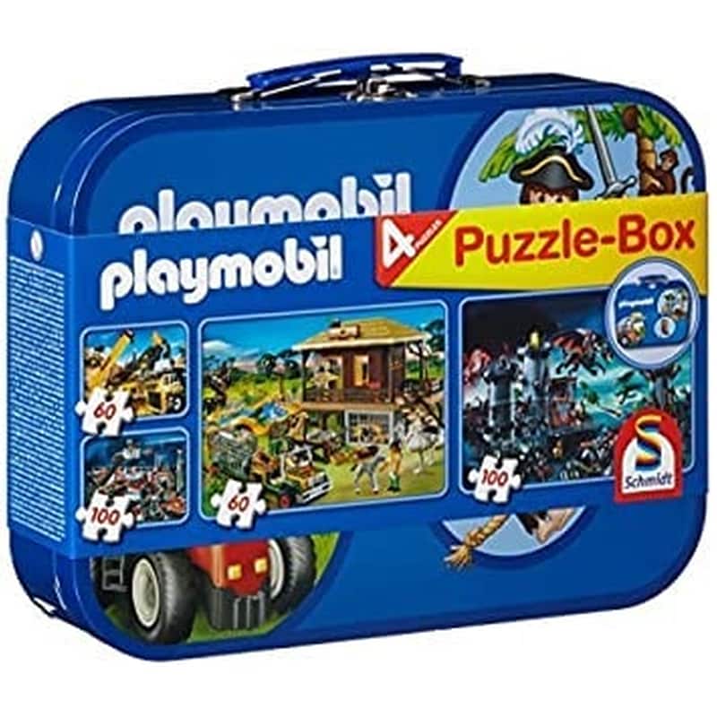 Παιδικό Σετ Παζλ Schmidt Spiele Playmobil Σε Μεταλλικό Βαλιτσάκι 55599 (60/60/100/100)