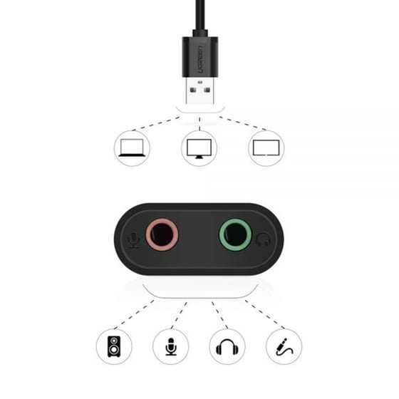 Κάρτα ήχου Ugreen US205 USB 2.0 15cm image 2