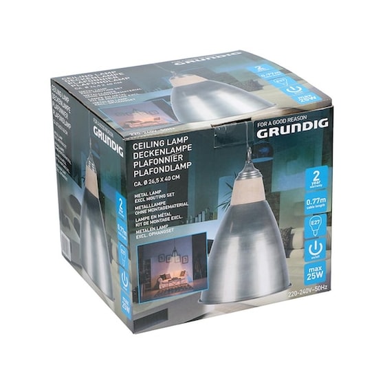 Κρεμαστό Φωτιστικό Οροφής Grundig Από Ξύλο Και Μέταλλο 26.5x40cm image 2